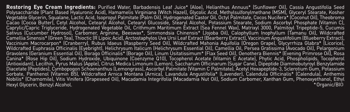 Brickell Men's eye cream open jar with visible label for ingredient transparency