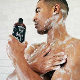 Brickell lather texture closeup showing rich foam and effective cleansing