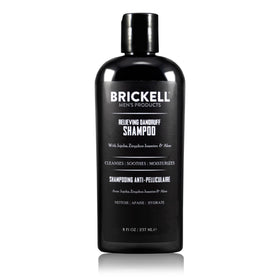 Brickell Men’s Products front packaging showing clean dandruff shampoo for confidence