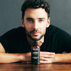 Brickell lifestyle bathroom routine conveys easy daily use and grooming benefit