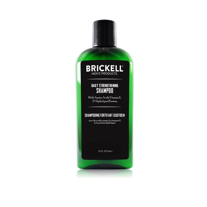 Brickell Men's Products front packaging showing the 8oz shampoo benefits
