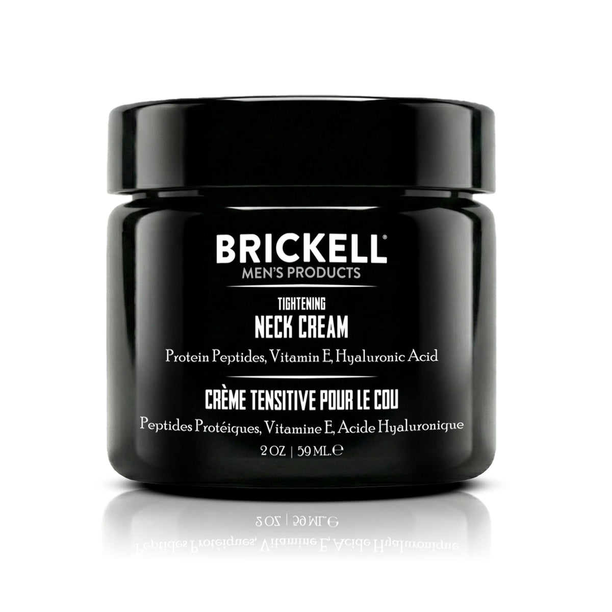 Brickell Men's neck cream front jar showing packaging and clean design benefit: easy identification