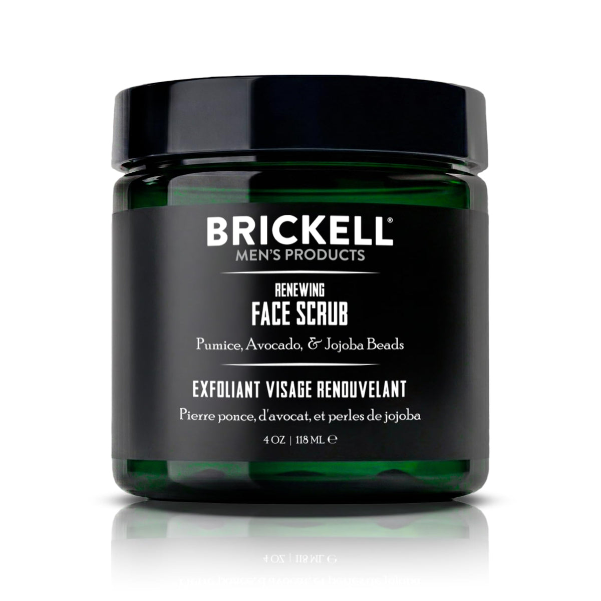 Brickell Renewing Face Scrub front packaging showing product benefits
