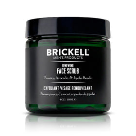 Brickell Renewing Face Scrub front packaging showing product benefits