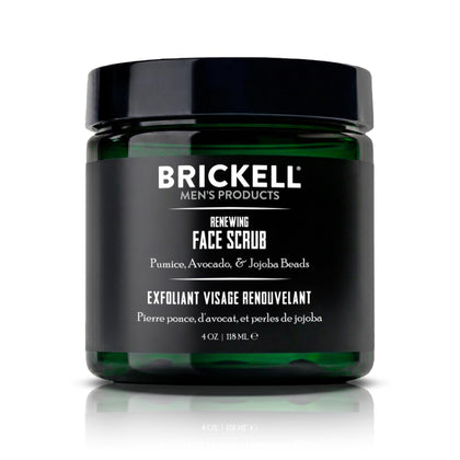 Brickell Renewing Face Scrub front packaging showing product benefits