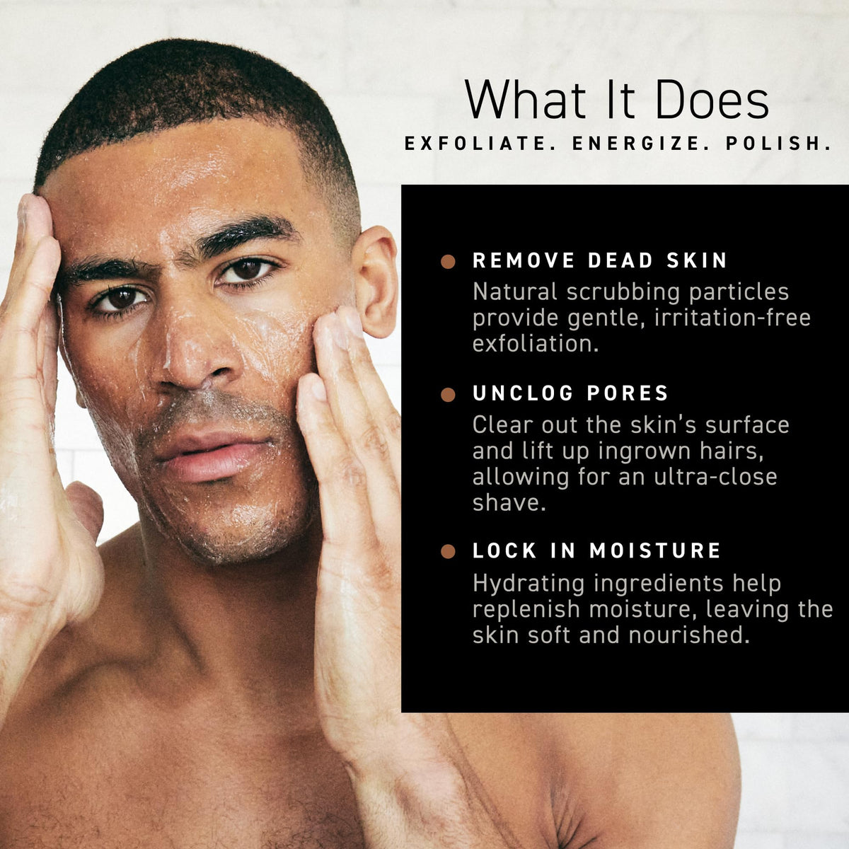 Brickell Renewing Face Scrub in hand showing 4 ounce product scale