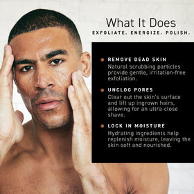 Brickell Renewing Face Scrub in hand showing 4 ounce product scale