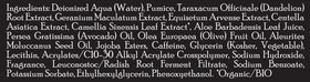 Brickell product label ingredients list showing natural botanicals and exfoliants
