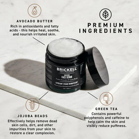 Brickell Renewing Face Scrub close-up texture with pumice and jojoba beads