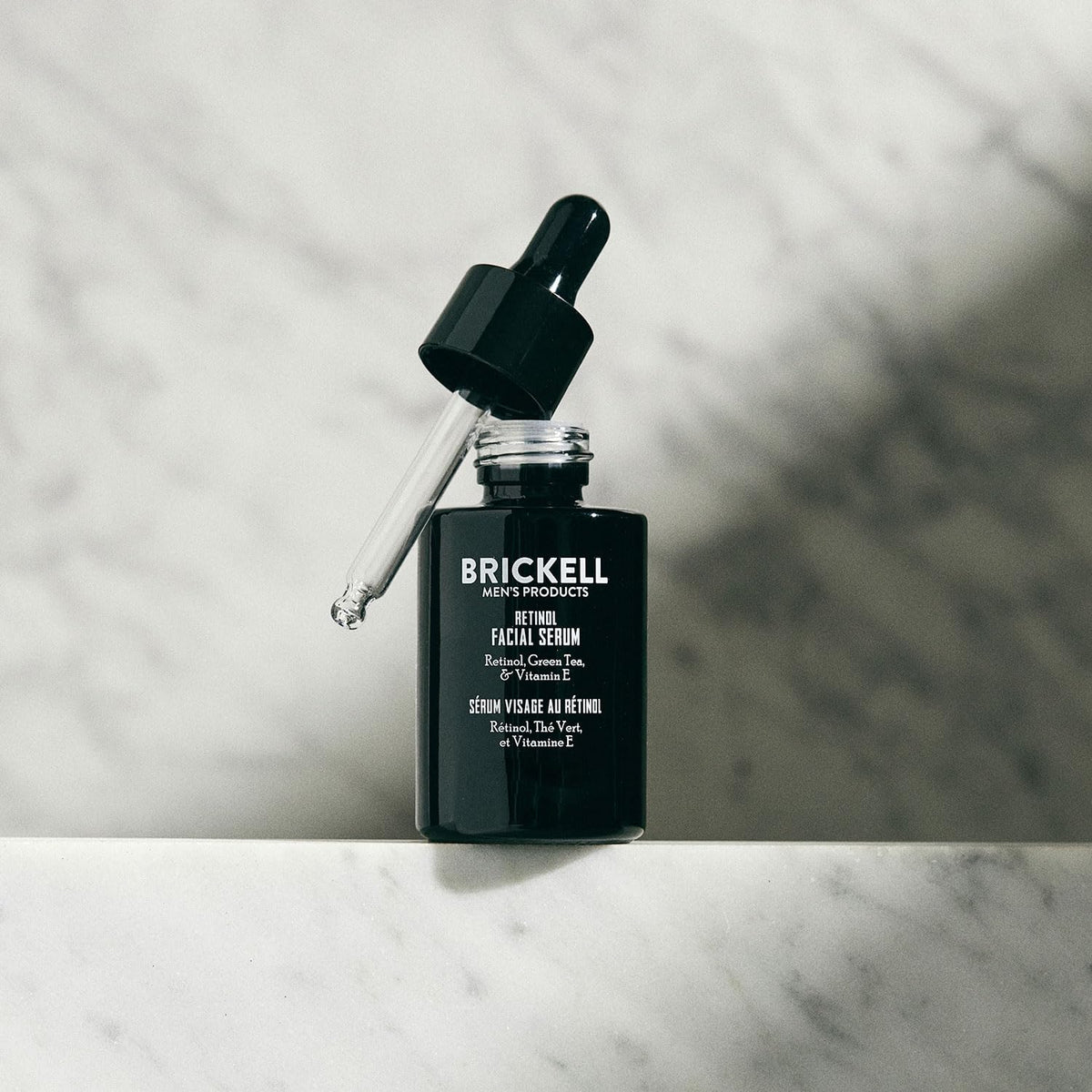 Brickell serum texture on skin showing lightweight hydration and smooth finish