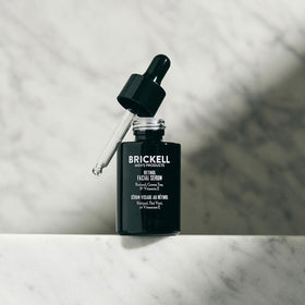 Brickell serum texture on skin showing lightweight hydration and smooth finish