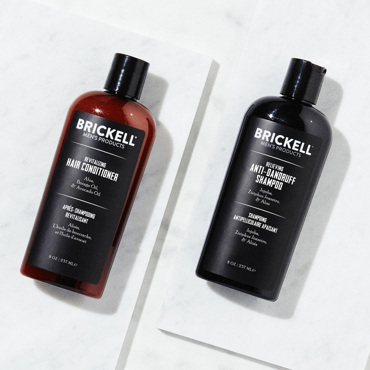 Brickell shampoo pump dispensing clear textured formula for effective scalp cleansing