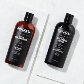 Brickell shampoo pump dispensing clear textured formula for effective scalp cleansing