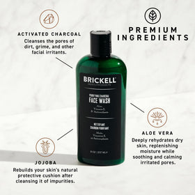 Brickell close-up of creamy charcoal foam illustrating gentle deep-cleaning action