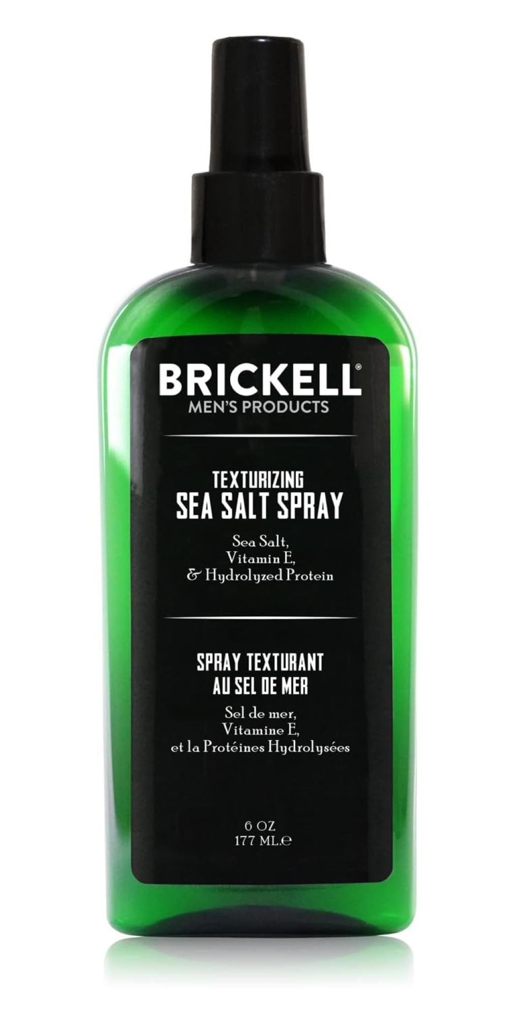 Brickell bottle front view showing label and size for easy identification and purchase