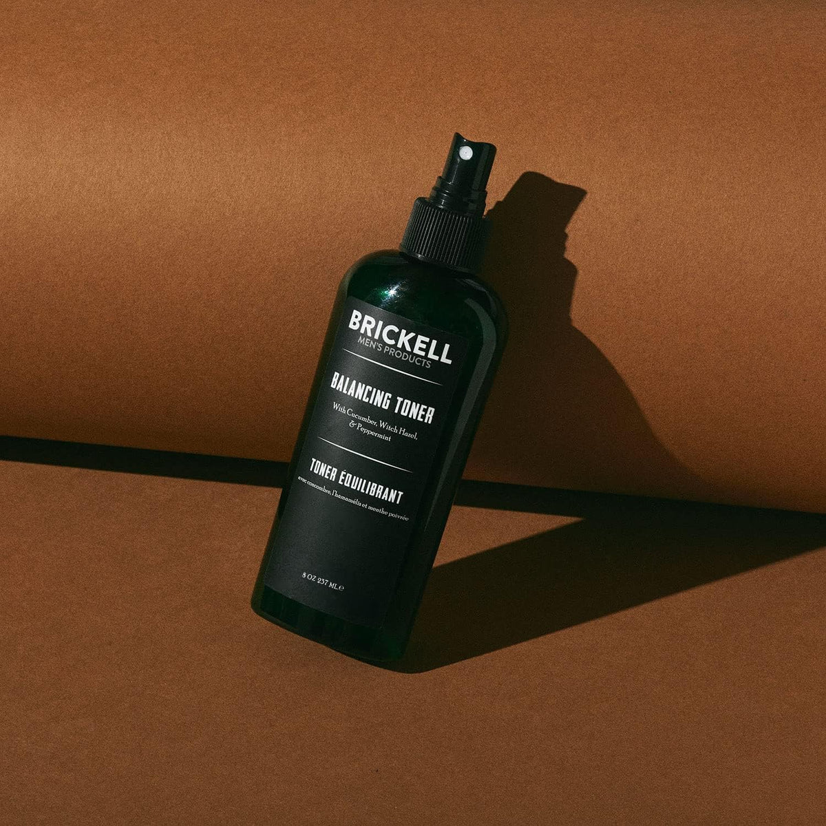 Brickell close-up of toner droplet on skin highlighting smooth, non-drying texture