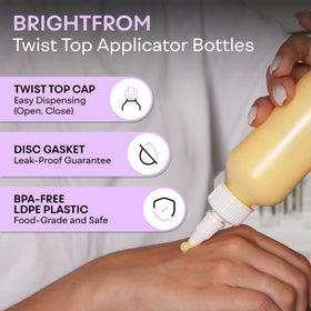 BRIGHTFROM close-up of twist cap and nozzle, demonstrates leak protection