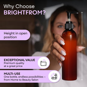 BRIGHTFROM bottle in shower setting dispensing body wash — convenient daily use benefit