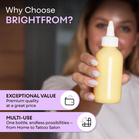 BRIGHTFROM blank label area on bottle, allows easy content identification