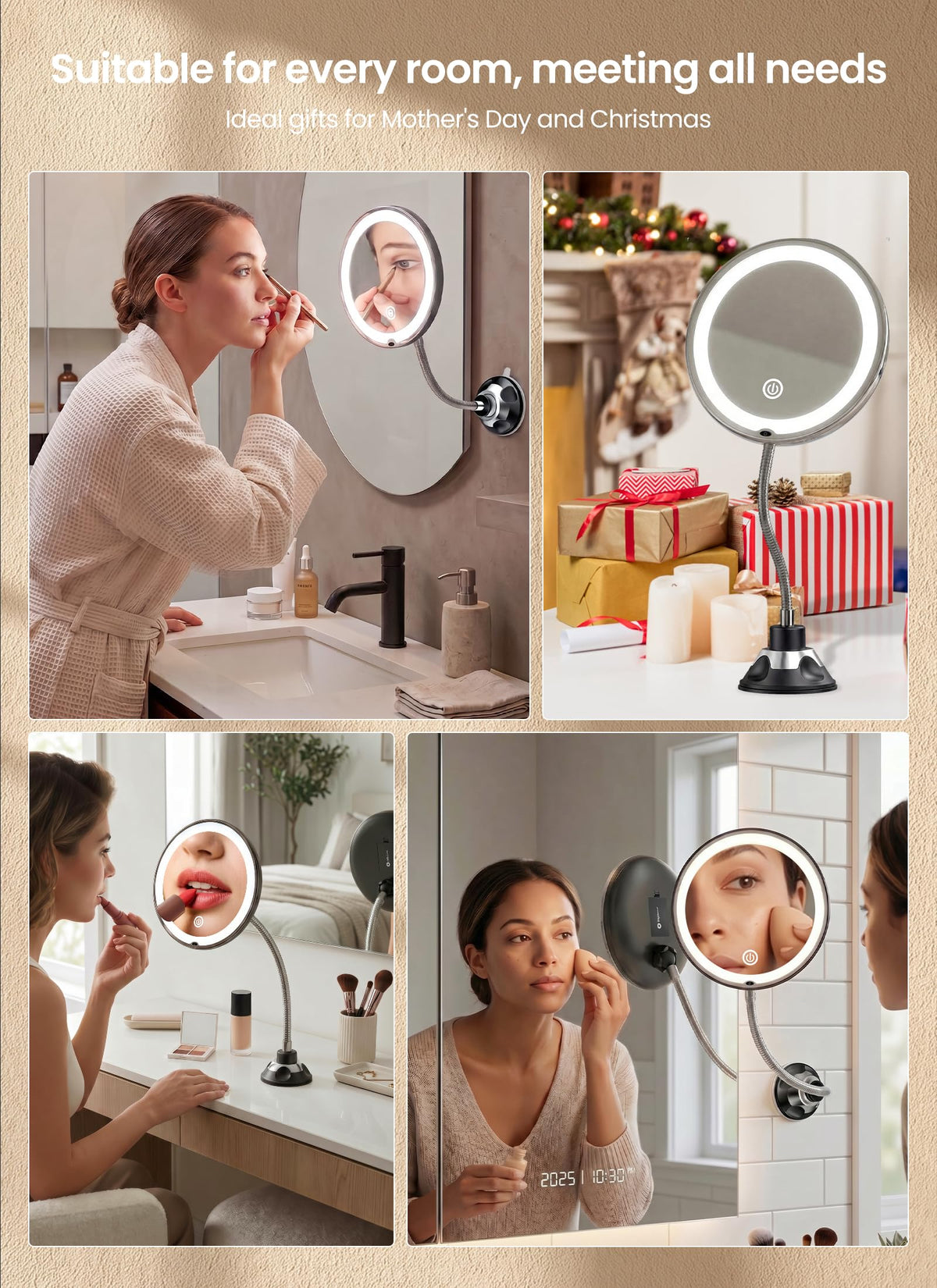 Brightown mounted in bathroom lifestyle scene showing cordless convenience