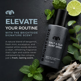 BRIGHTSIDE clay and sea salt ingredients highlighting natural benefits