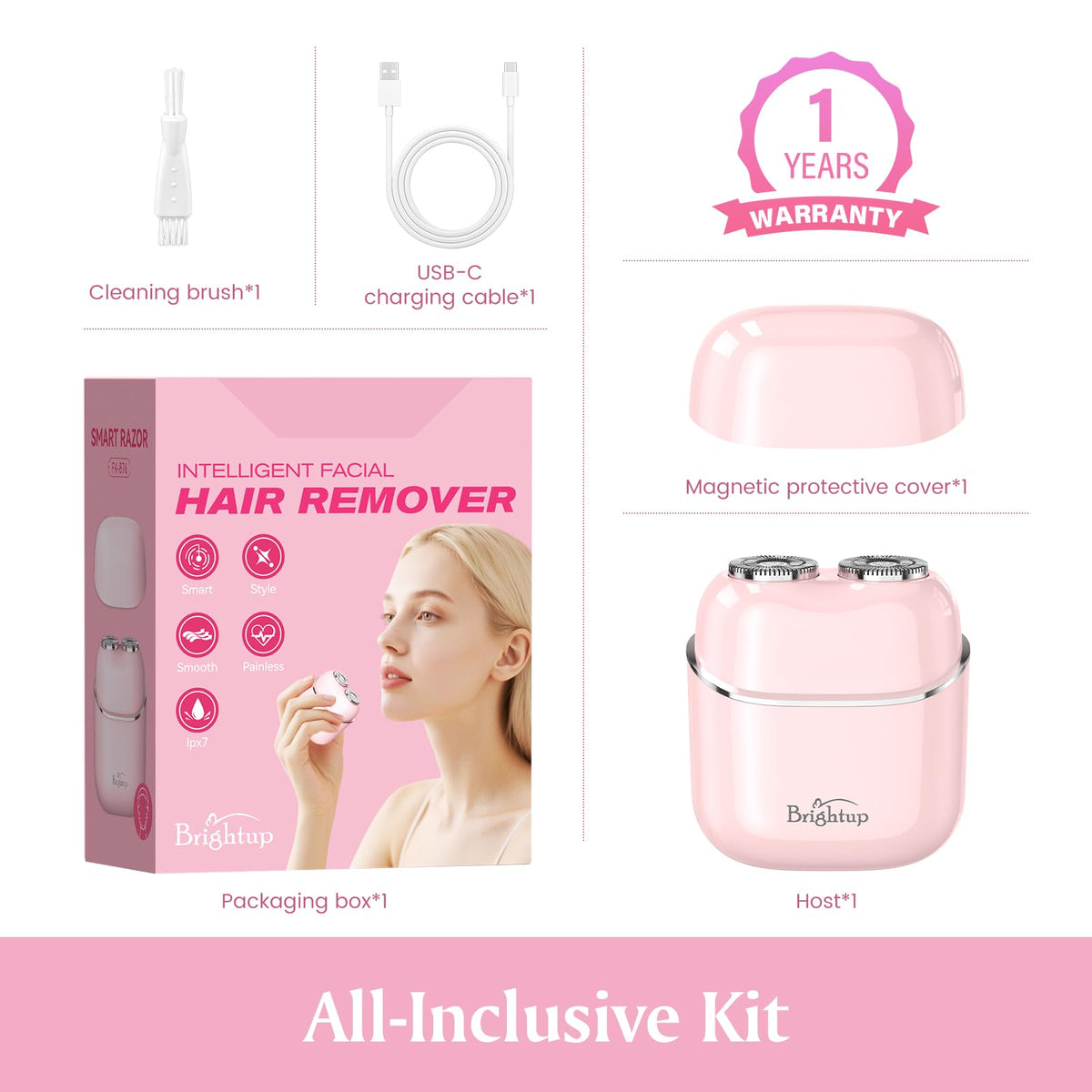 Brightup used at bathroom mirror providing quick, painless facial hair removal