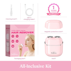 Brightup used at bathroom mirror providing quick, painless facial hair removal