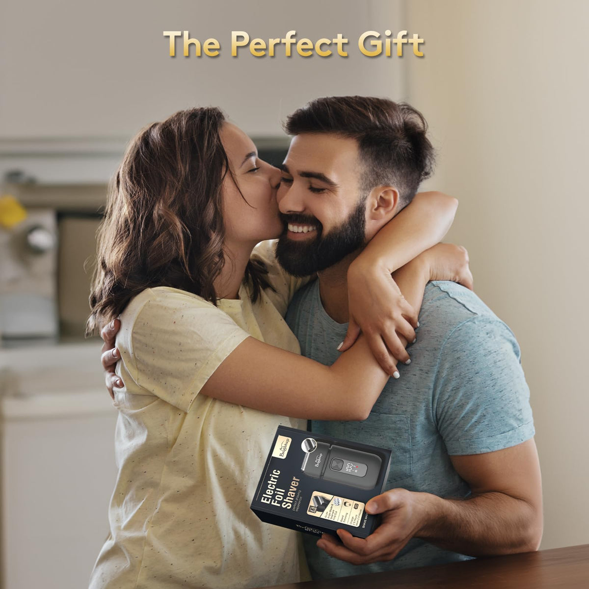 Brightup razor on bathroom vanity presenting daily grooming routine convenience benefit