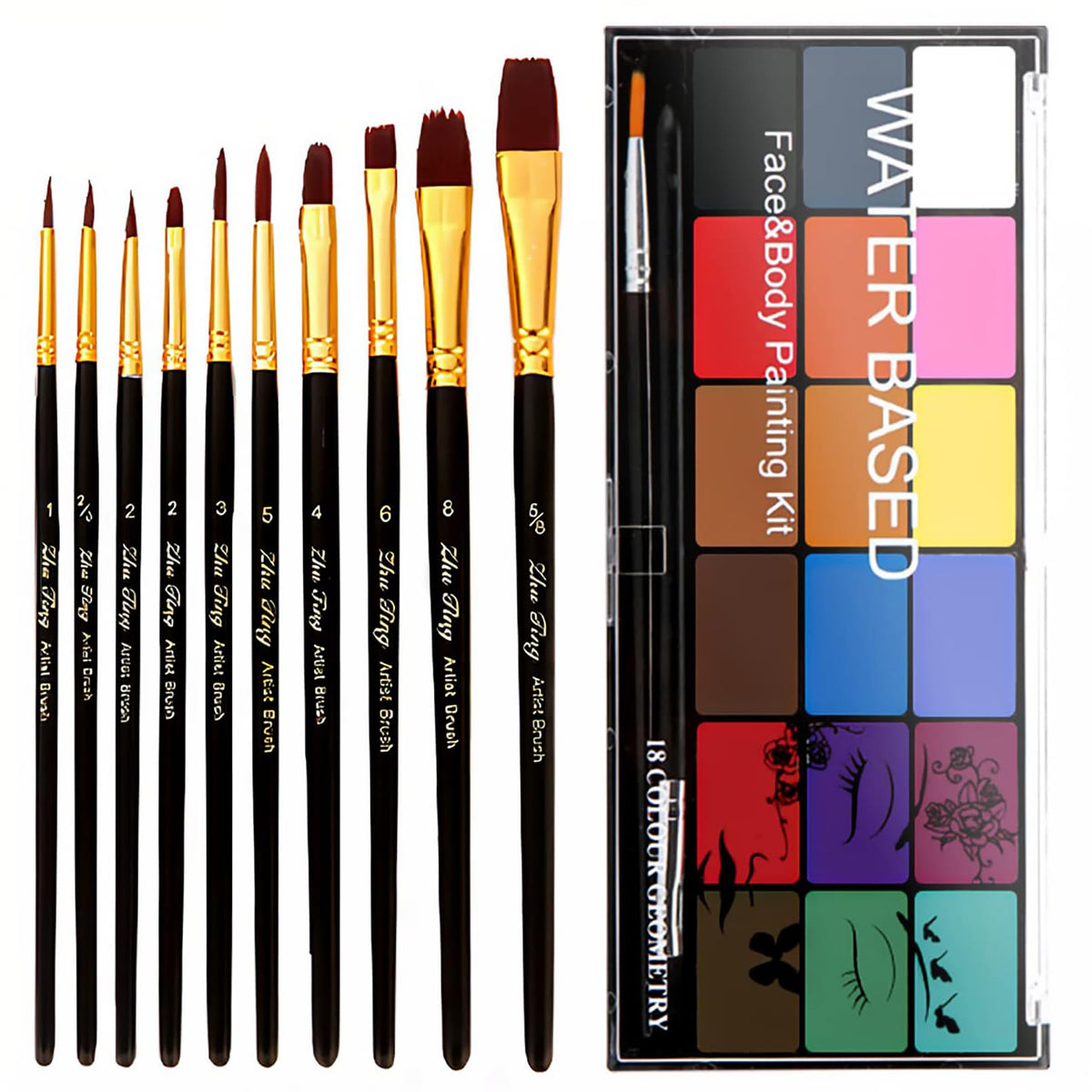 BRIMFULITE front packaging showing compact palette and included brushes for easy transport