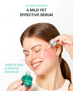BRING GREEN serum texture on finger illustrating firm, non-greasy spreadability and hydration