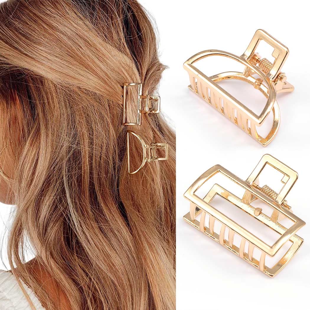 Brinie front view gold claw clips showing elegant shine and secure hold