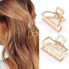 Brinie front view gold claw clips showing elegant shine and secure hold
