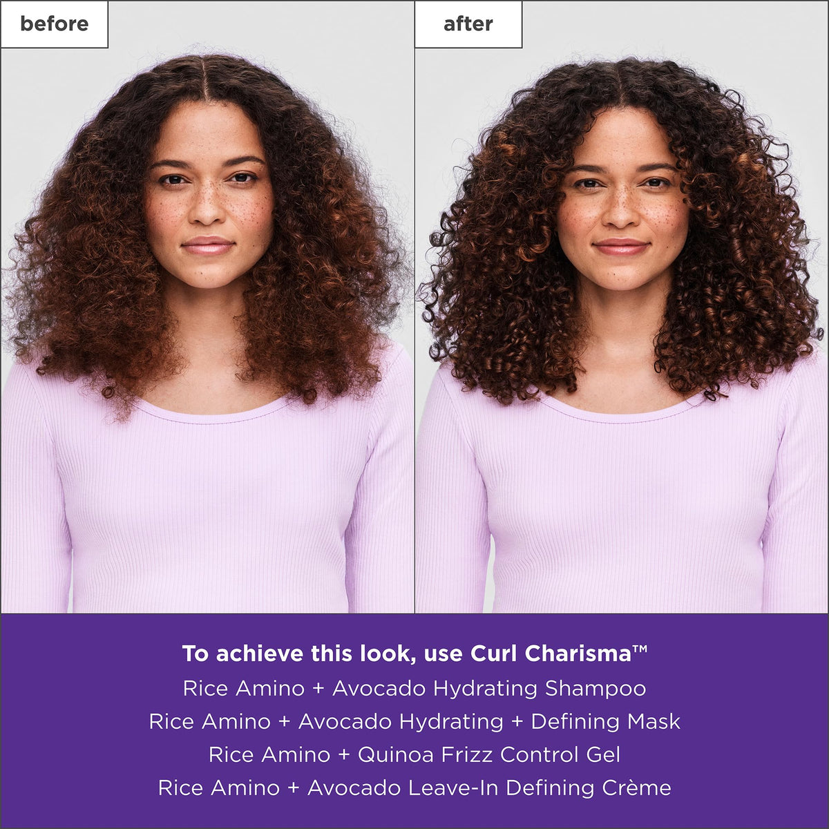 Briogeo before and after curls comparison showing improved definition