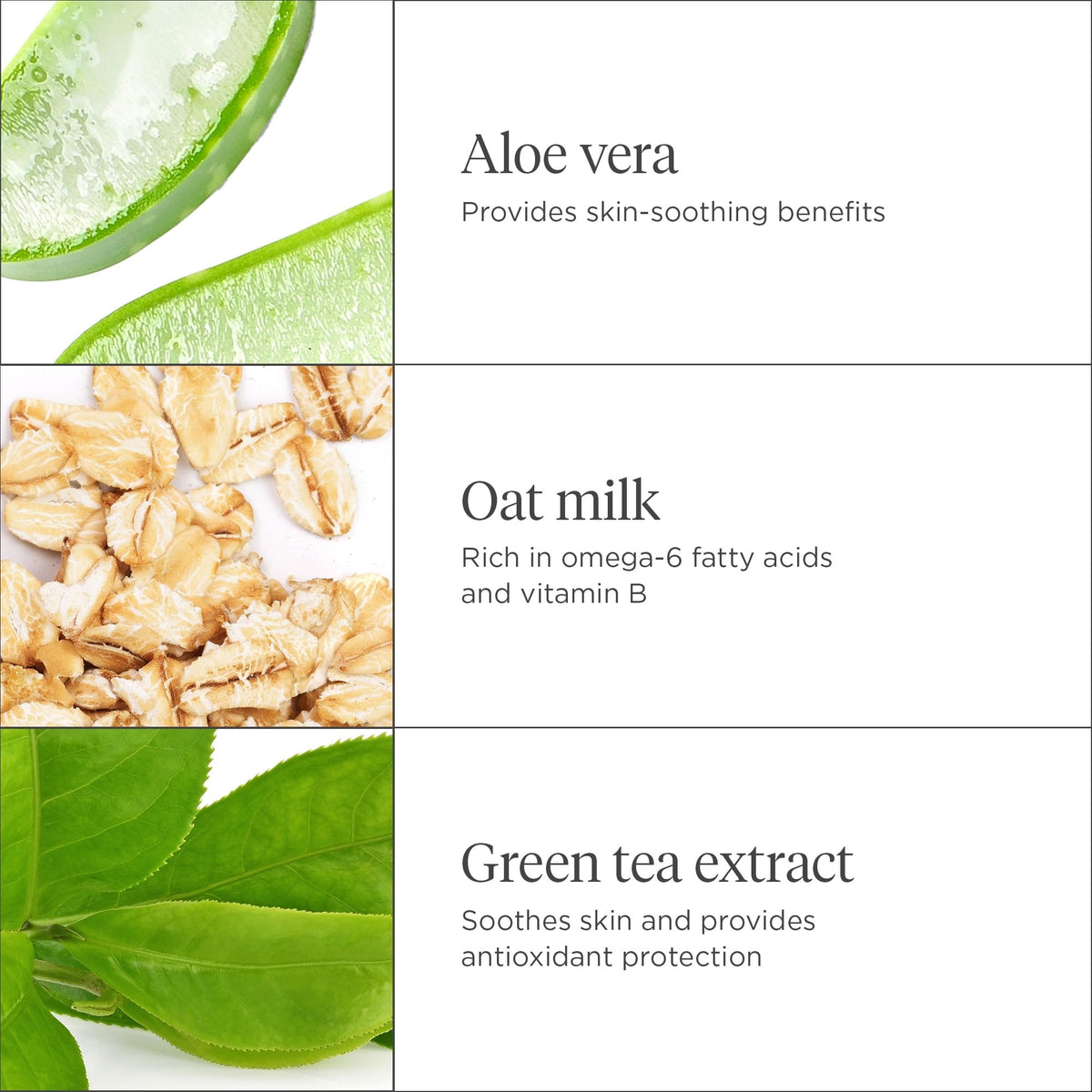 Close-up aloe leaf beside Briogeo product, highlighting soothing hydration benefit