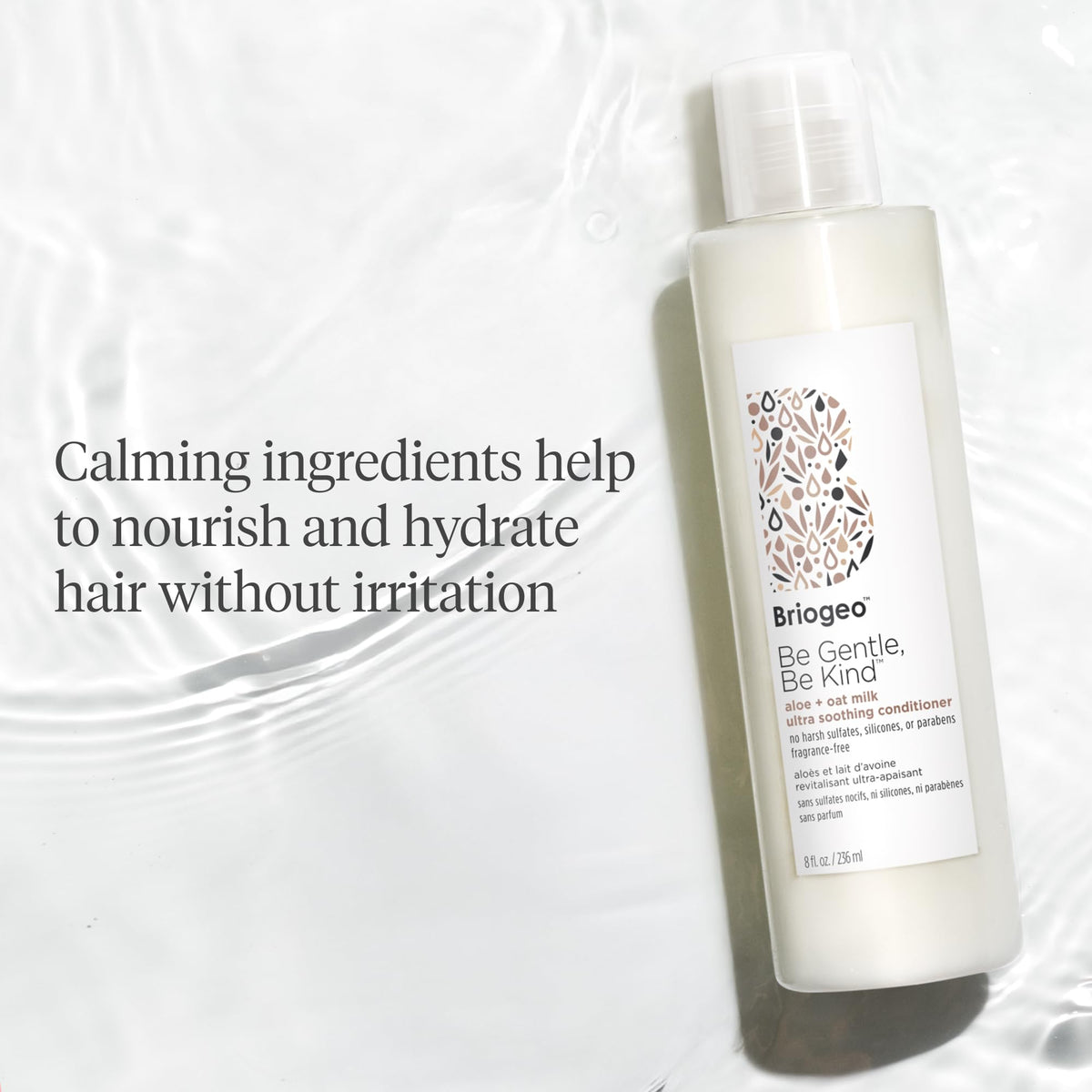 Briogeo conditioner placed in bathroom to show everyday use convenience