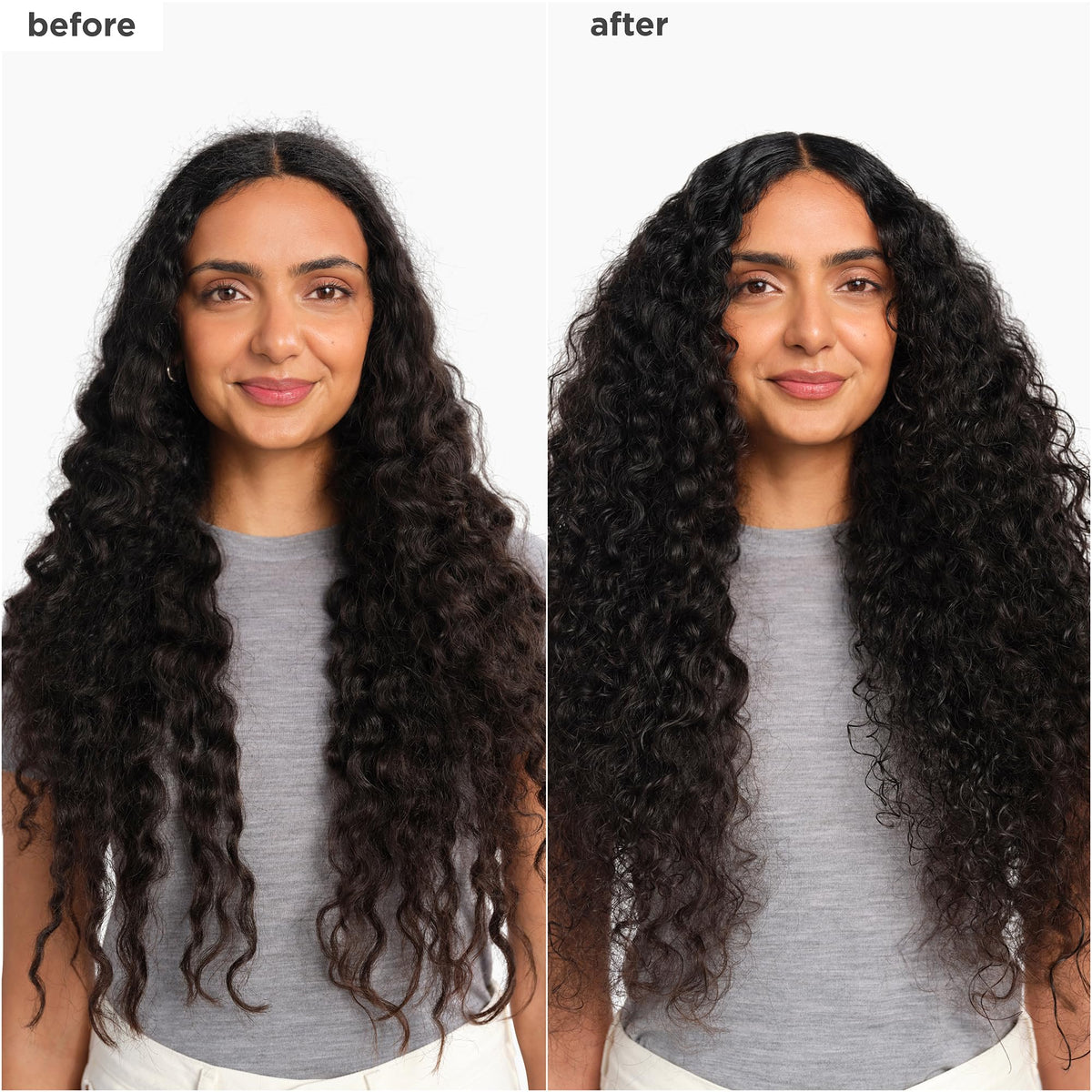 Applying Briogeo cream to damp hair with hands to show even distribution benefit