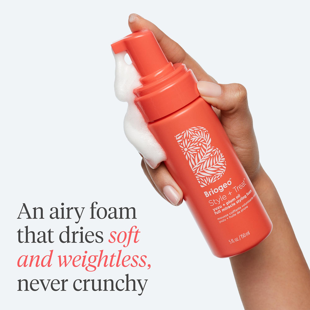 After photo of curly hair styled with Briogeo foam showing defined, frizz-controlled curls