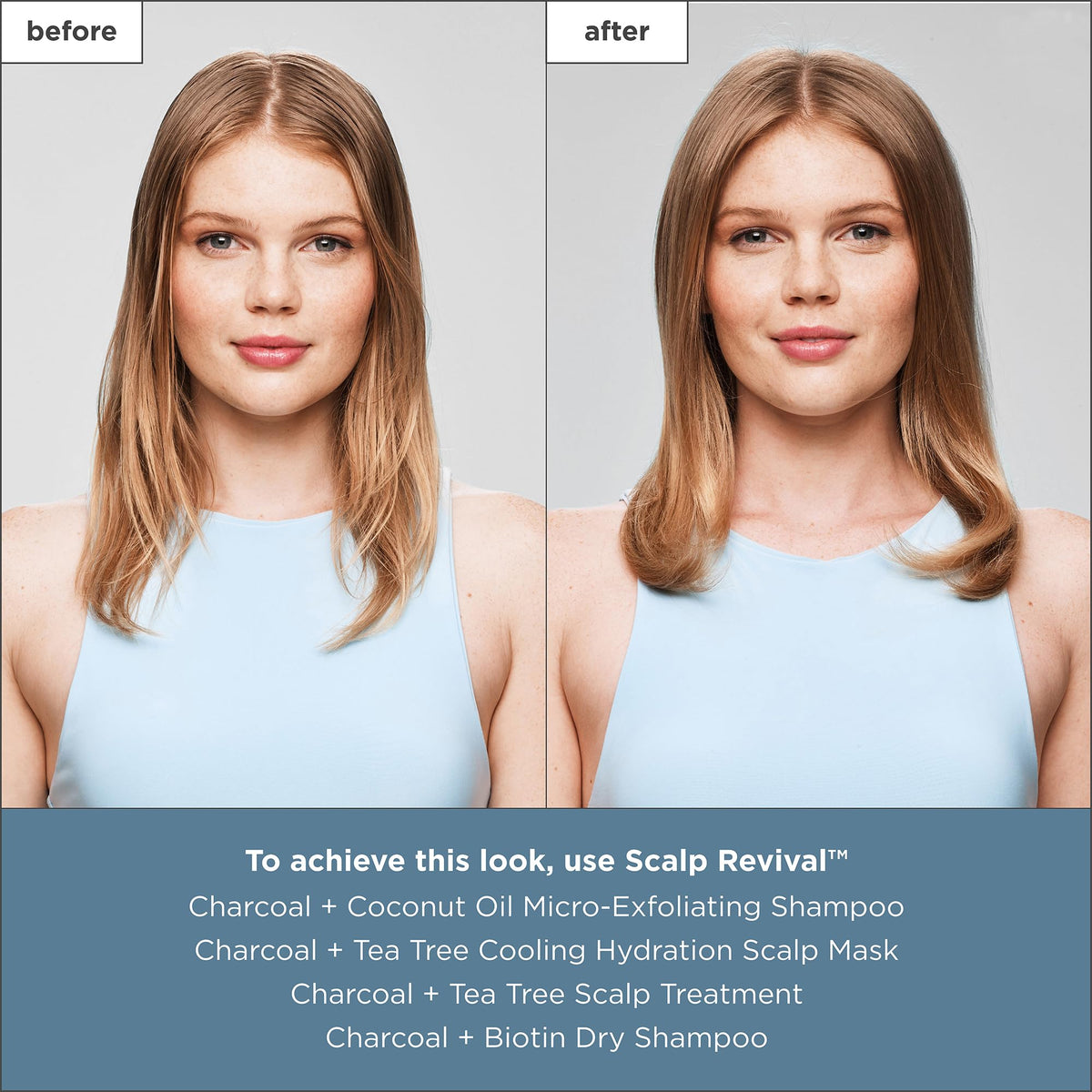 Briogeo mask applied to a model’s scalp demonstrating cooling, soothing relief