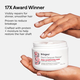 briogeo mask in hand demonstrating creamy application and easy spreadability