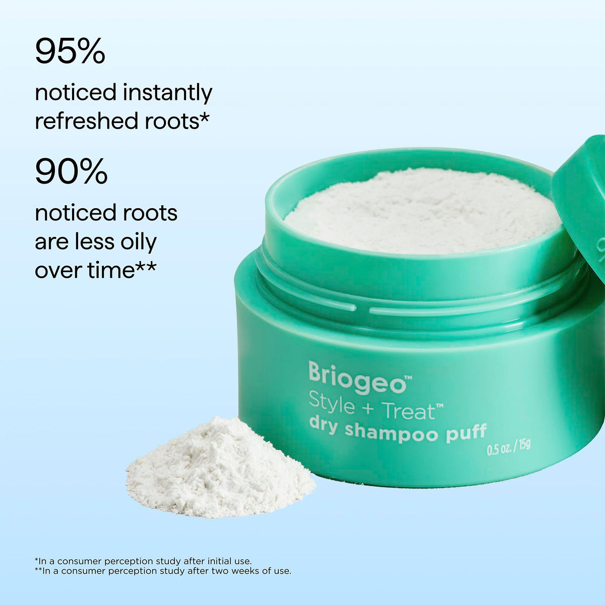 Briogeo puff inside travel bag for convenient on-the-go touch-ups