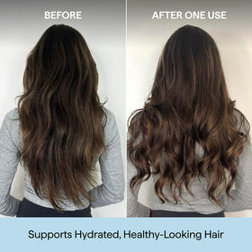 Briogeo shampoo in hand applied to wet hair for gentle scalp massage