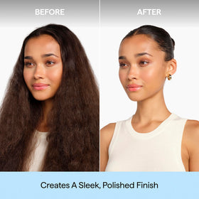 Briogeo sleek stick applied to hair edges for polished flyaway control