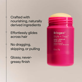 Briogeo sleek stick held in hand to show pocket-sized scale and convenience