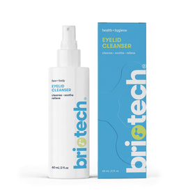 BRIOTECH front packaging travel 2 fl oz showing label and spray cap benefit gentle cleansing