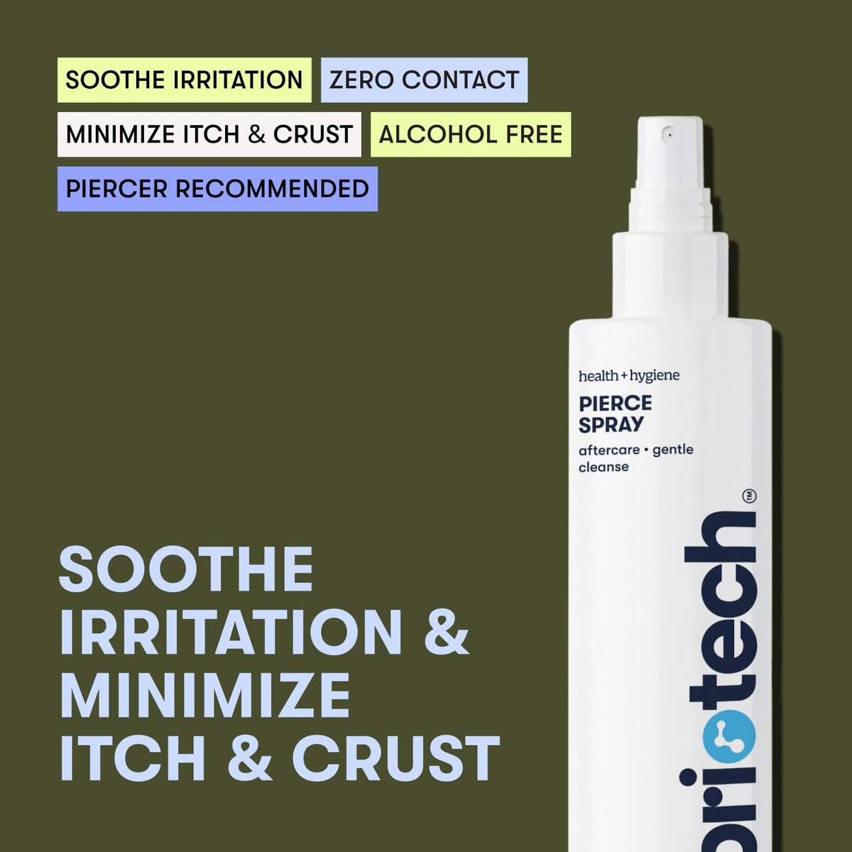 BRIOTECH close-up label display highlighting HOCl formula and gentle aftercare benefit