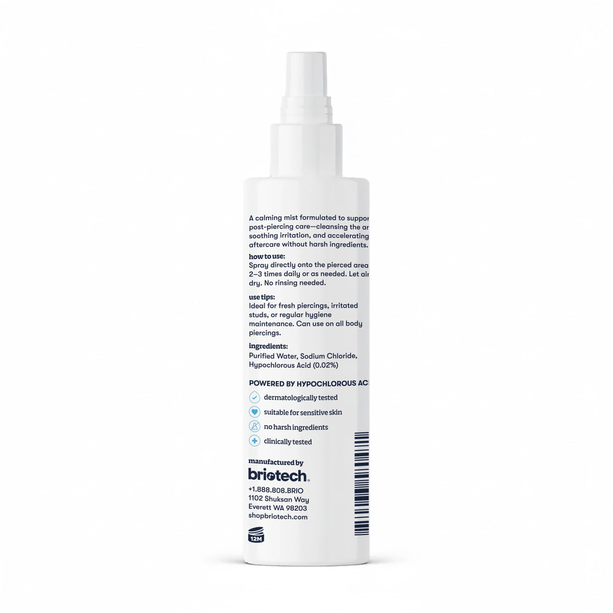 BRIOTECH on a bathroom vanity with piercing supplies showing practical daily use benefit