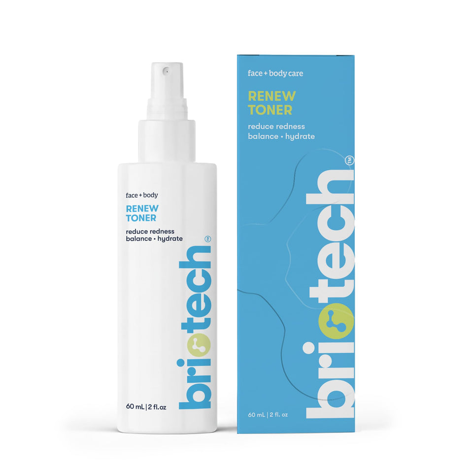 BRIOTECH front bottle image showing travel-size toner for soothing skin