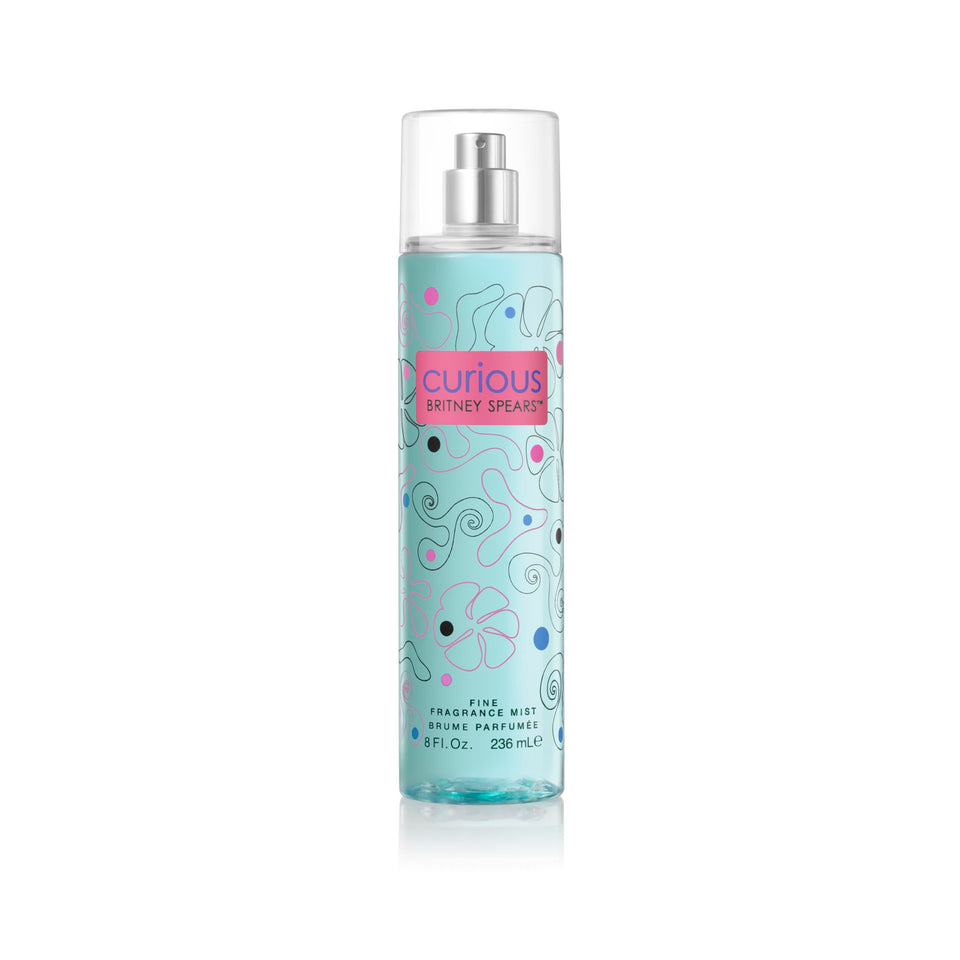 Britney Spears Curious front bottle view showing scent and benefit of easy daily use