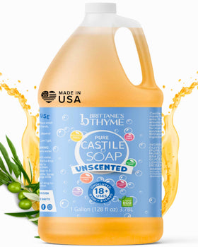 Brittanie's front label on one-gallon jug showing ingredients and benefits