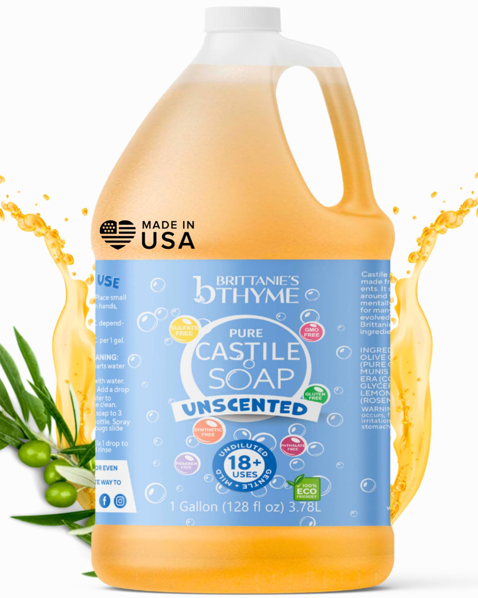 Brittanie's front label on one-gallon jug showing ingredients and benefits